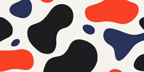 Fototapeta premium Abstract organic blobs in red, navy, and black on a cream background. Playful scattered pattern with soft rounded shapes. Bold creativity and modern energy. Ideal for branding, packaging