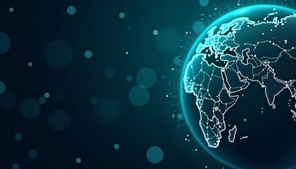 Digital Globe Rotating Around the World with Connected Network Lines and Data Flowing Around