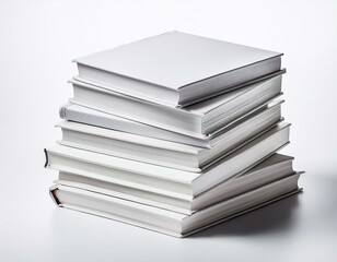 a stack of white books isolated on clear white background