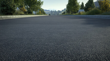Smooth asphalt road stretches towards distant hills