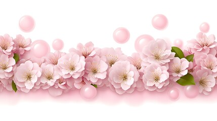 Delicate Pink Blossoms and Gentle Bubbles Design