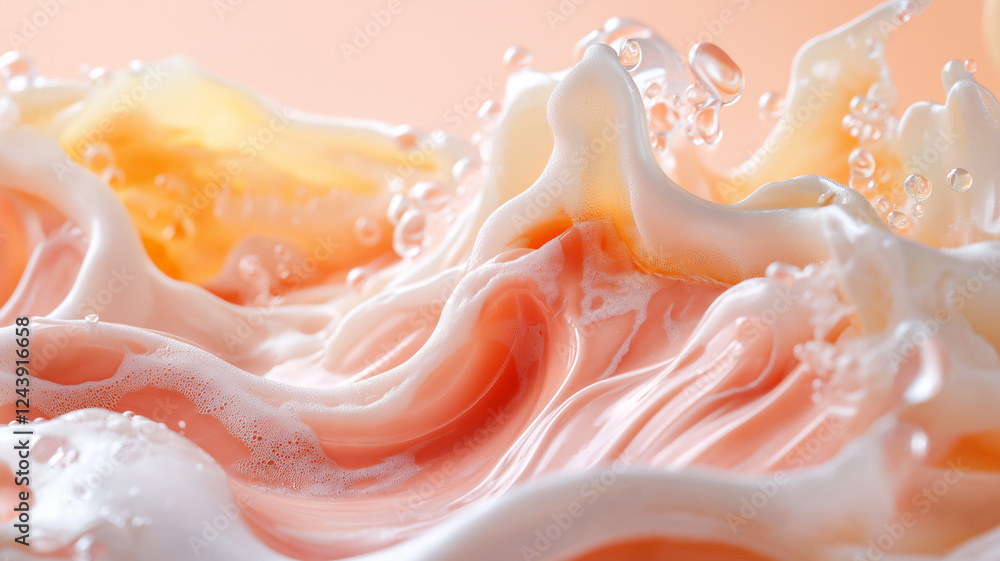 Poster creamy waves of foam and bubbles create soft texture