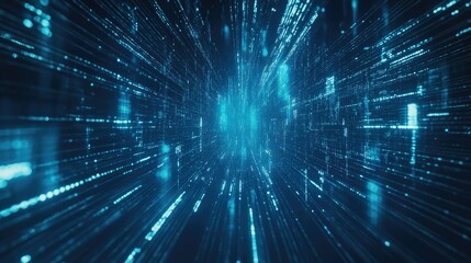 Fototapeta premium Conceptual image of interconnected data points in a cyber blue digital space