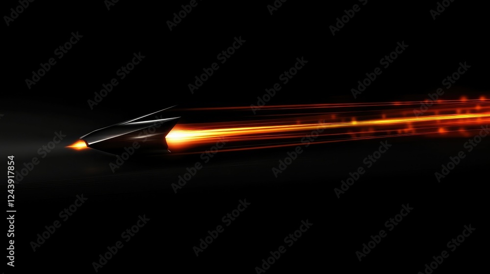 Poster ultra-fast speed concept with glowing laser beams and a depth effect on a dark background