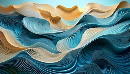 an abstract paper cut piece resembling flowing water with soft curves and gradients