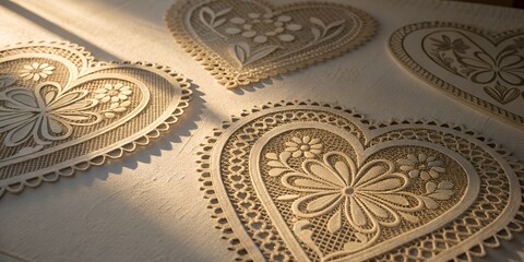 Obraz premium Heart-shaped lace doilies