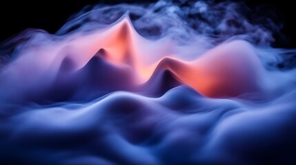 Abstract Smoke Landscape with Orange Peaks