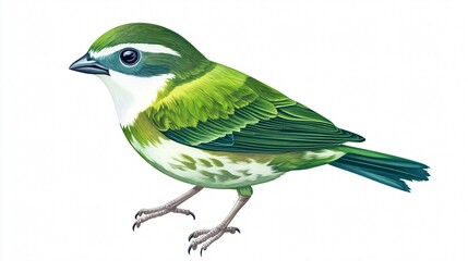 Fototapeta premium Green Bird Icon Isolated on White Background for Environmental Conservation Concepts