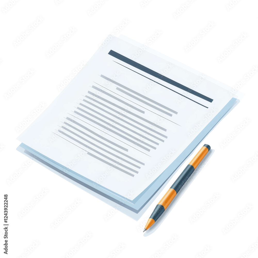 Poster document with lines and pen on a clean background for office use