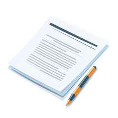 Document with Lines and Pen on a Clean Background for Office Use