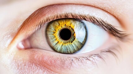 Close-up of a human eye showcasing intricate details and vibrant colors, reflecting the beauty and complexity of vision.