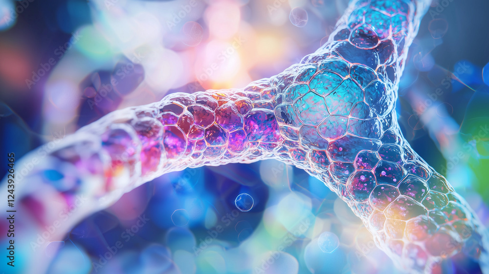 Poster close-up view of cellular structure in vibrant colors
