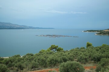 view from the top of the hill to the sea in Albania.