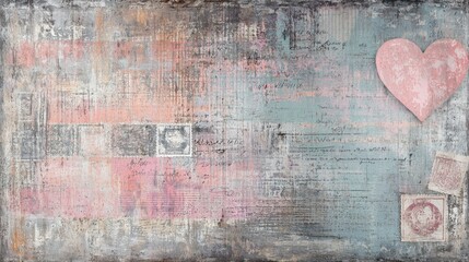 Obraz premium Grunge Heart: A Symbol of Love and Resilience in a Textured and Abstract Style