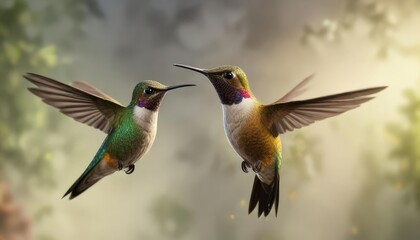 Fototapeta premium Hummingbird in flight with blurred background, blur, speed
