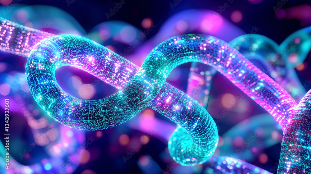Poster abstract futuristic nano imaging patterns with neon colors
