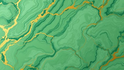 intricate green and gold marble design creating a mesmerizing abstract effect on a smooth surface, abstract, green, gold