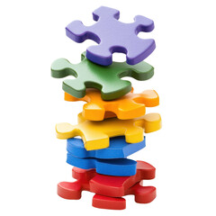 Colorful Stacked Puzzle Pieces for Creative Play and Learning Fun