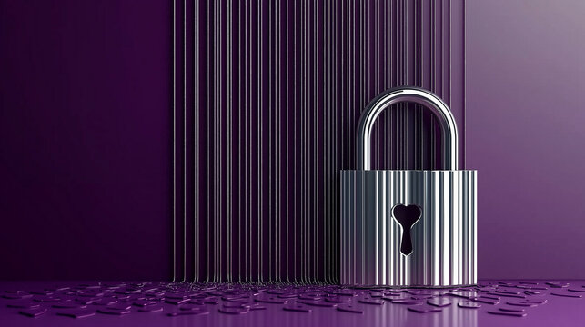 padlock on a pupple background. Ideal for Valentine&rsquo;s Day, romantic themes, and wedding decor. Perfect for greeting cards, backgrounds, and love-inspired designs.