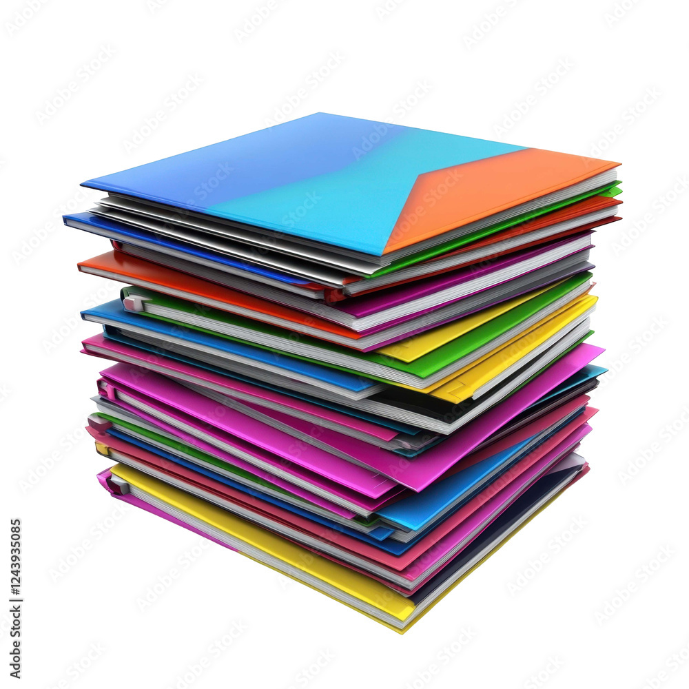 Poster colorful stack of assorted document folders for office use and organization