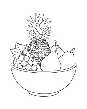 recommend clip art: bowl with fruit coloring 