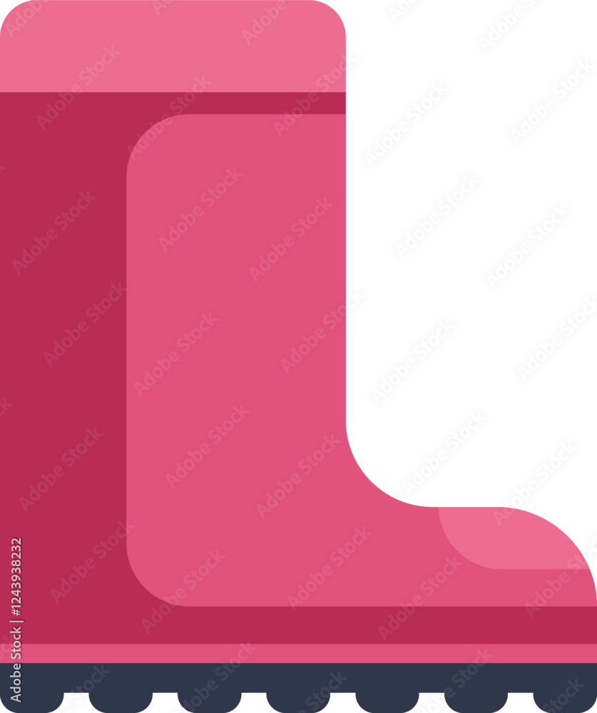Poster pink rubber boot standing side view icon in flat style isolated on white background