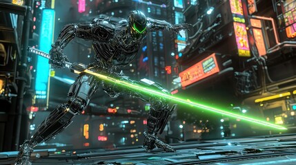 Cyberpunk Samurai: Neon City Showdown