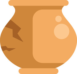 Simple illustration of a cracked clay pot, highlighting imperfections and wear, suitable for projects related to history, pottery, or ancient crafts