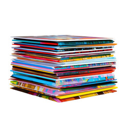 Colorful Stacked Magazines with Various Cover Designs and Textures