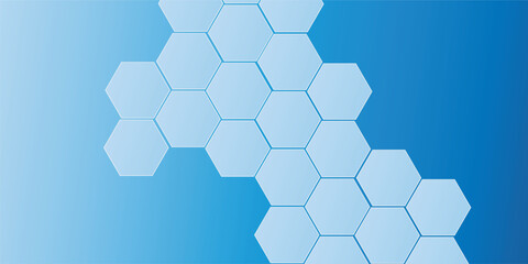 Abstract geometric technology embossed blue  hexagon on background honeycomb vector illustration  background.