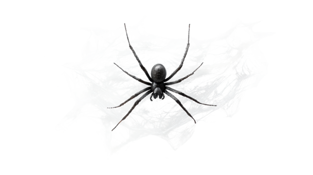 Spider on Web with Transparent Background
