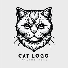 cat vector illustration. Cute Cat logo design idea. Adorable pet logo 
