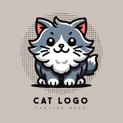 cat vector illustration. Cute Cat logo design idea. Adorable pet logo 
