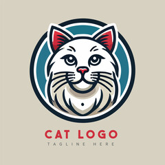 cat vector illustration. Cute Cat logo design idea. Adorable pet logo 
