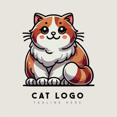 cat vector illustration. Cute Cat logo design idea. Adorable pet logo 
