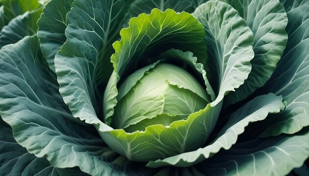 Un repollo verde grande con hojas gruesas y arrugadas