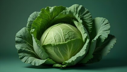 Obraz premium Un repollo verde grande con hojas gruesas y arrugadas