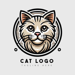 cat vector illustration. Cute Cat logo design idea. Adorable pet logo 
