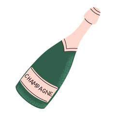 Minimalistic illustration of a champagne bottle for celebrations Valentine's Day, party and birthday.. Romantic and elegant drink symbol