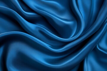 Fototapeta premium Flowing blue silky fabric in gentle waves. Neural network AI generated