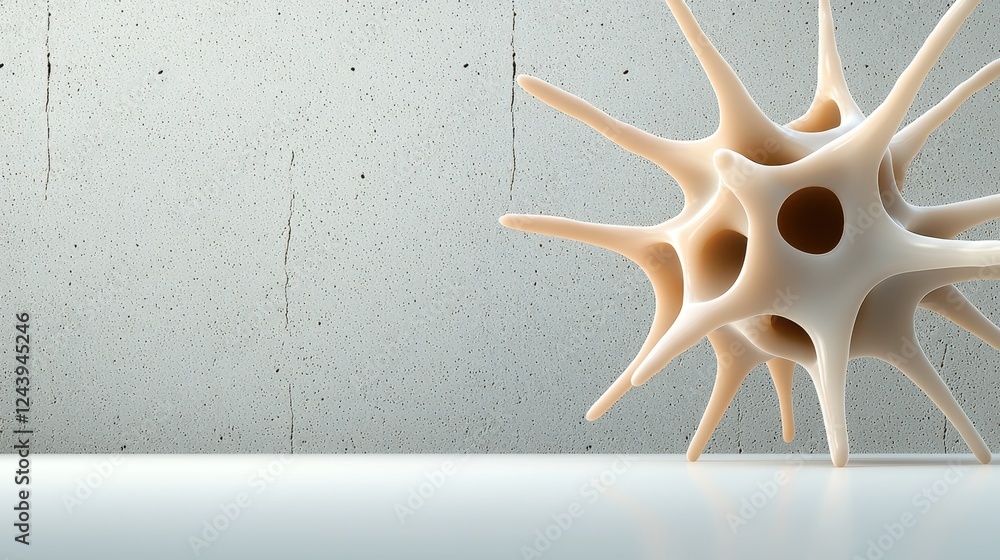 Poster abstract biological structure with spikes on a textured concrete background for artistic composition