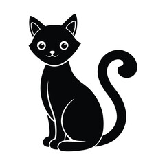 This is cute cat vector design with illutration er black and whit