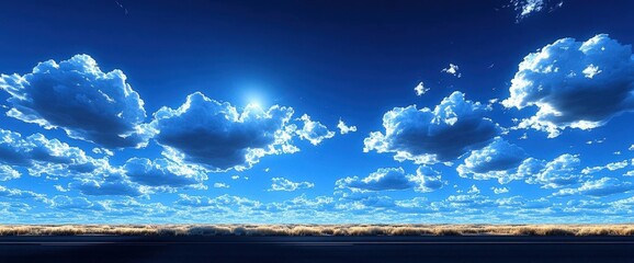 Night Sky Landscape with Blue Clouds and Distant City Lights