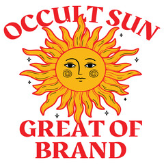 A hendwritting typography graphic t - shirt design text OCCUILT SUN GREAT OF BRAND-2-01