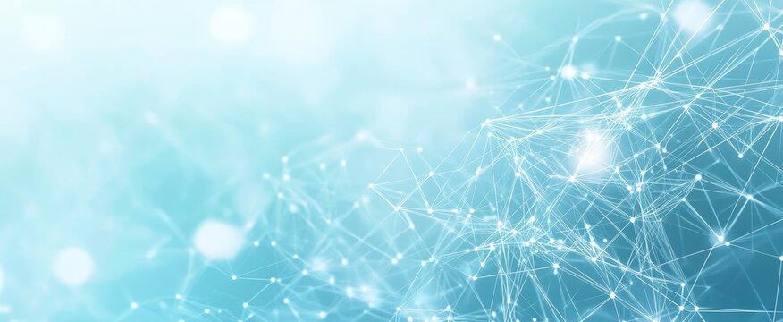 Abstract network connection; glowing, bokeh background; digital, tech website banner