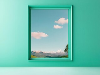 A simple floating window in VR space showing a landscape from another world