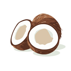 A vector illustration of an open coconut 