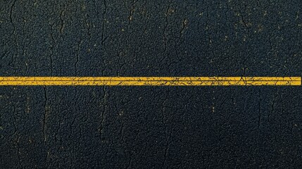 Fototapeta premium Worn Asphalt Road Texture with Cracked Yellow Center Line Detailed Surface