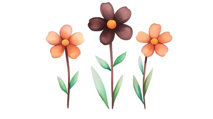 Naklejka premium Vibrant Floral Arrangement with Three Distinctive Flowers and Leaves