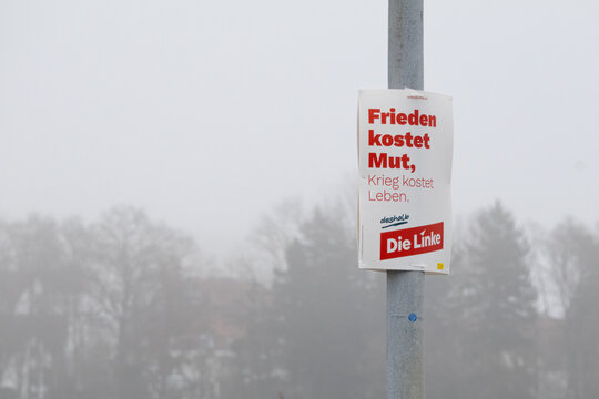 Biberach an der Ri&szlig;, Deutschland 03. Februar 2025 Wahlplakat der Partei Die Linke zur Bundestagswahl 2025 